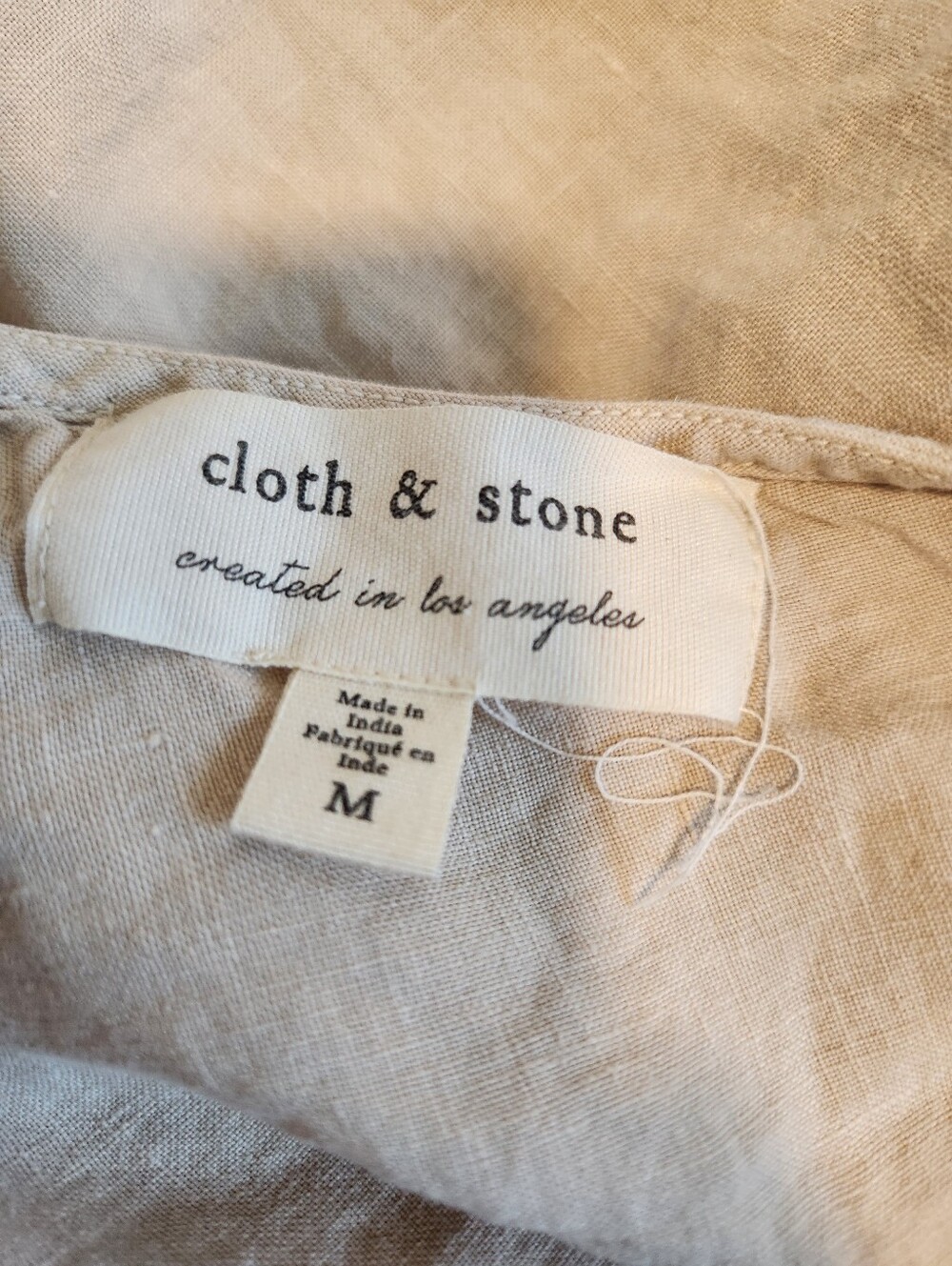 Anthropologie Cloth & Stone Linen Cropped Wide Leg Jumpsuit Size Medium - Picture 3 of 6